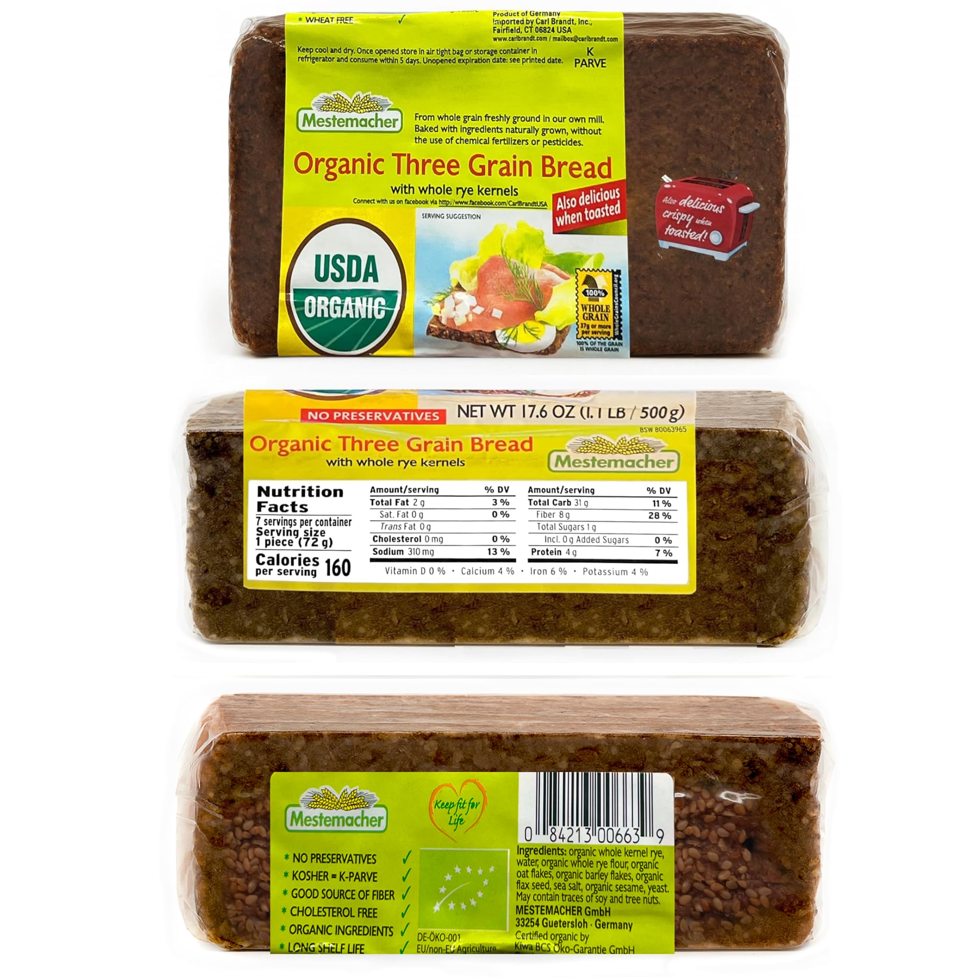 Whole Rye bread slices from Mestemacher for toasts