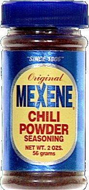 Mexene Original chili powder seasoning bottle for rich flavor in chili, tacos, and beans.