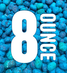 Mexgrim Blue Raspberry Sour Gushers—colorful coating boosts snack appeal.
