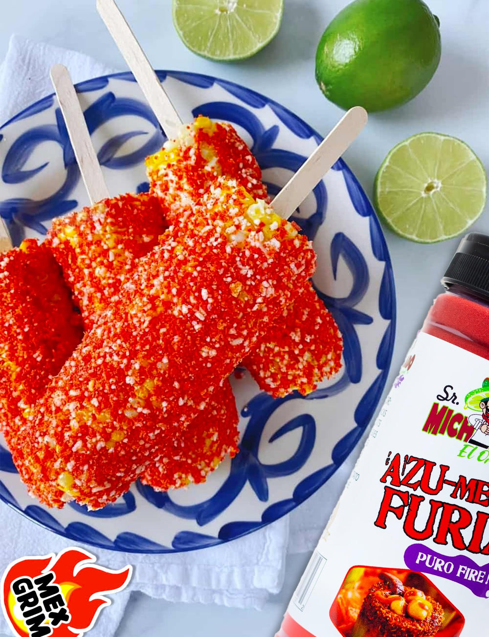 Mexgrim Fuego powder dust on popcorn for zesty crunch