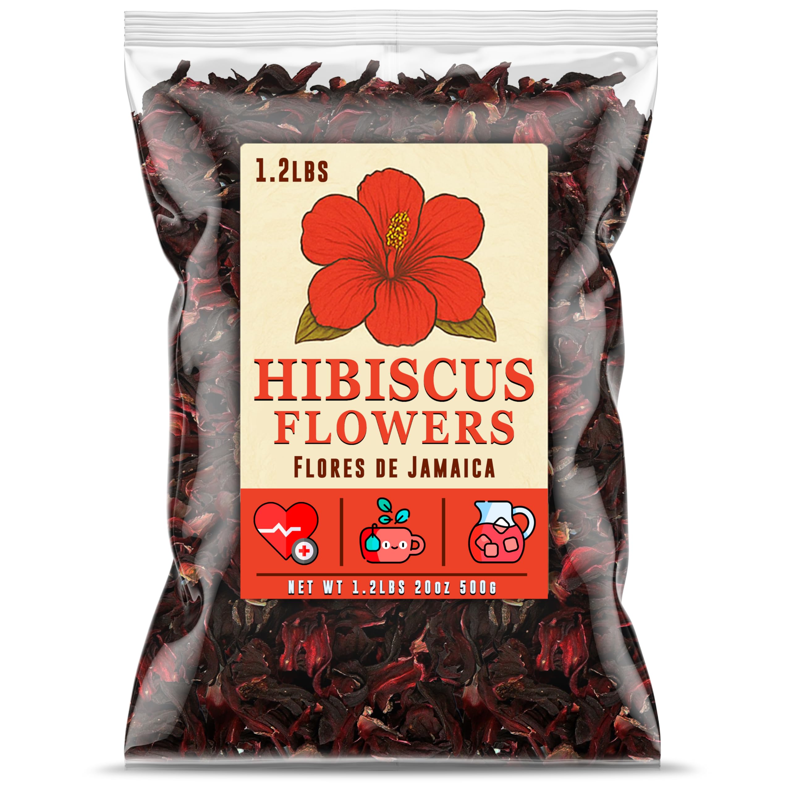 Mexgrim hibiscus flowers bulk bag ready for loose-leaf tea and bulk use.