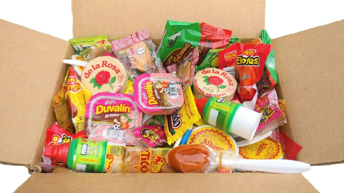 Mexi Mix Box 86-count candy assortment on display for celebrations.