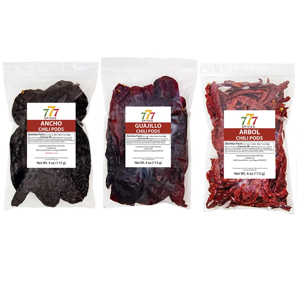 3-pack Ancho Chile dried 4oz for smoky, rich sauces