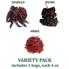 3-pack Guajillo Chile dried 4oz for tangy salsas
