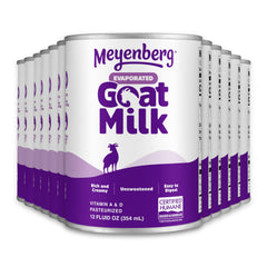 Meyenberg evaporated goat milk 12oz bottle for baking and beverages.