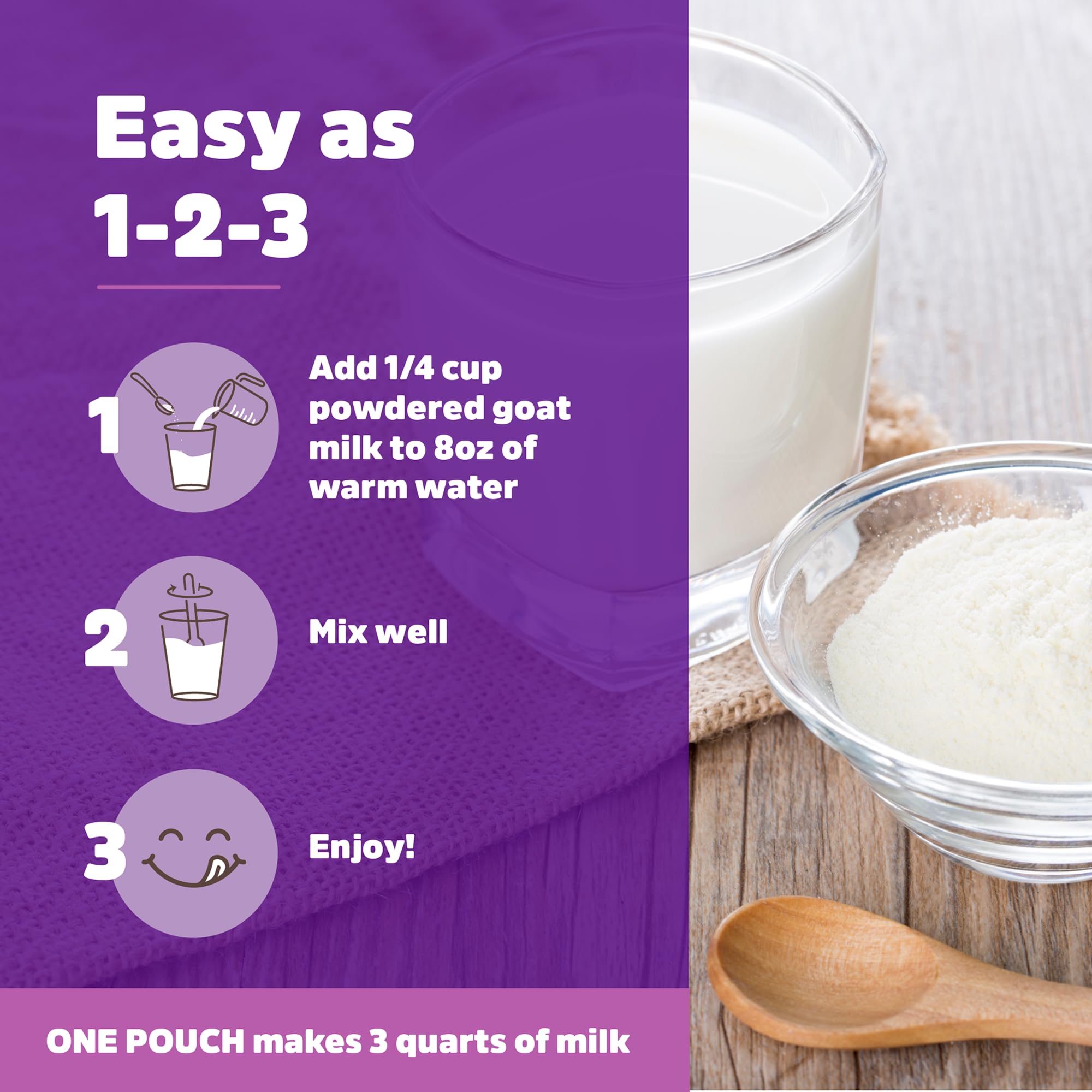 Meyenberg powder with 7g protein per cup when prepared.