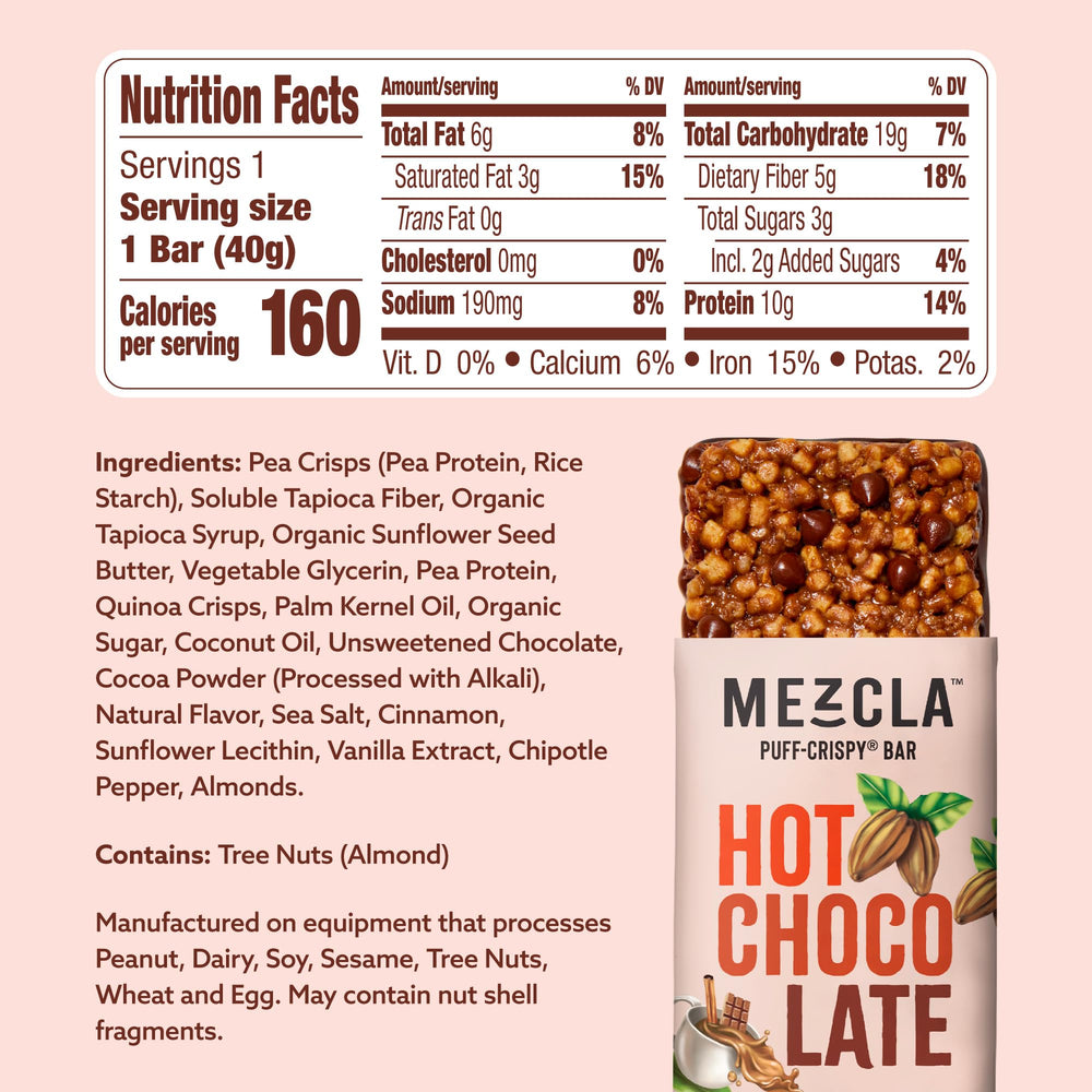 Mezcla Puff Crispy Protein Bars base highlights airy pea crisp texture.