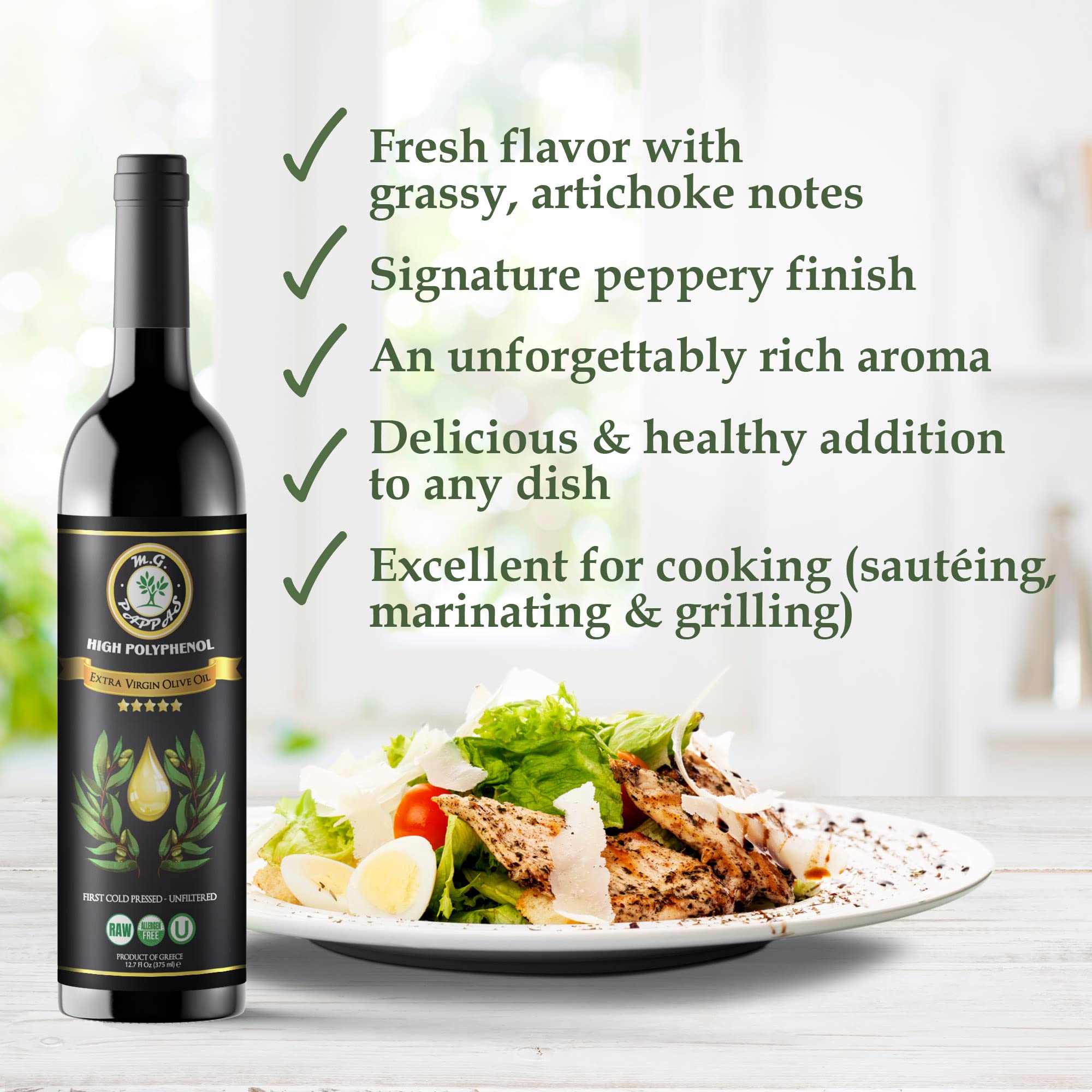 M.G. PAPPAS EVOO polyphenol content graphic highlights stability