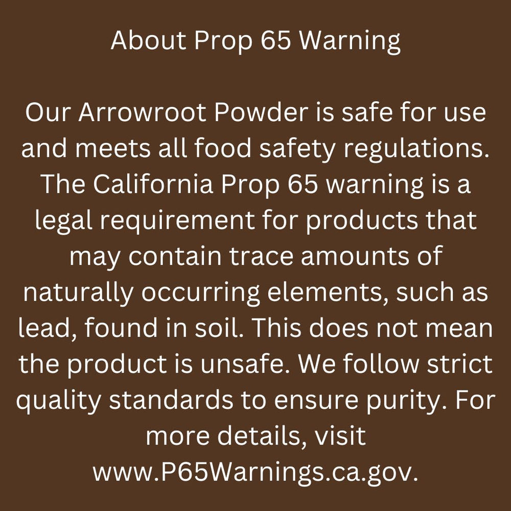 mGanna Arrowroot Powder ingredients-info communicates 100% natural, preservative-free composition.