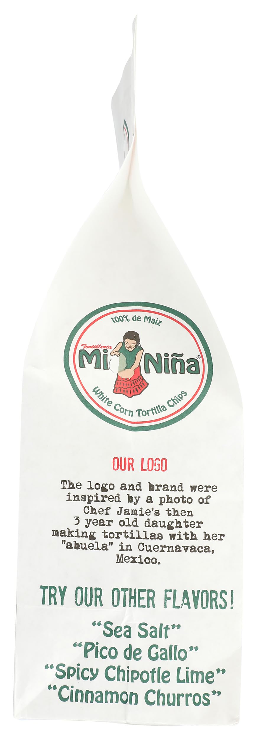 Mi Nina tortilla chips snack time image conveys quick flavorful satisfaction.