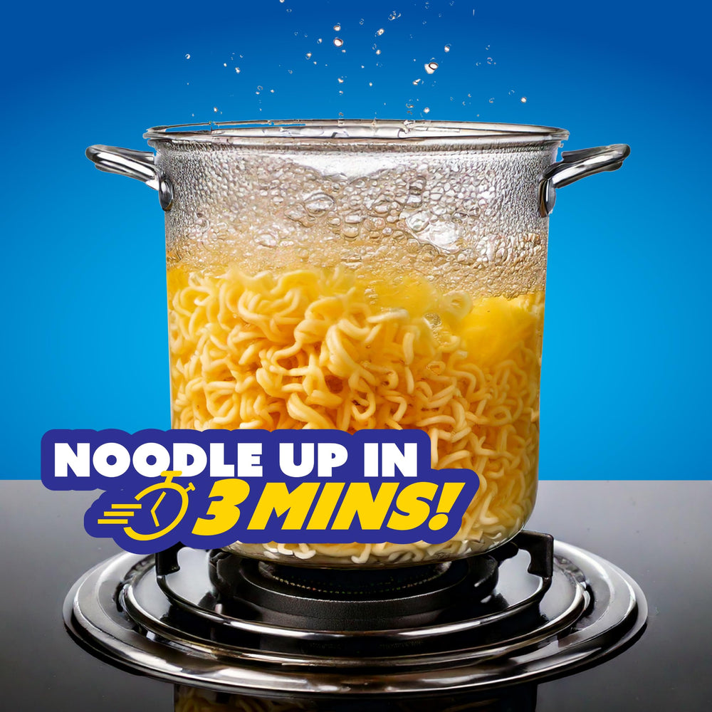 Mi Sedaap serving bowl with steaming noodles for comfort.