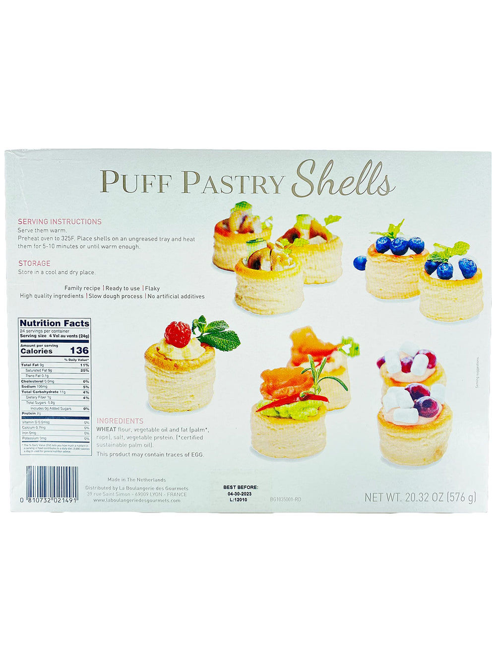 MIALO puff pastry shells packaging shows 96 pieces, ideal for batch baking