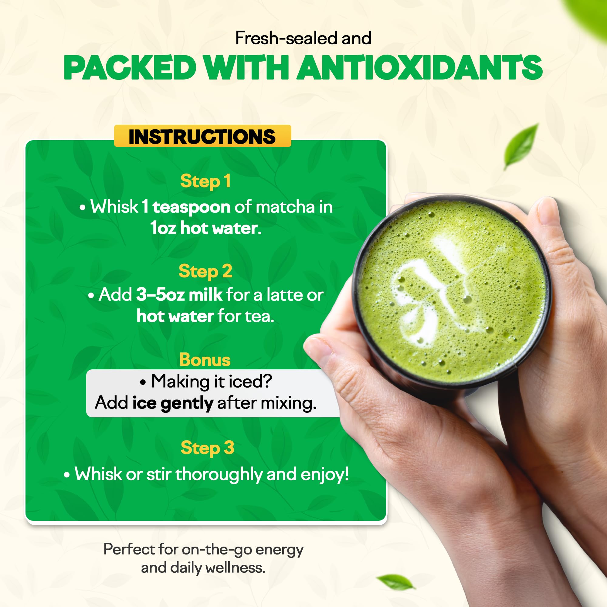 Miaroo matcha latte in a glass with steamed milk, showcasing rich color for comforting beverages.