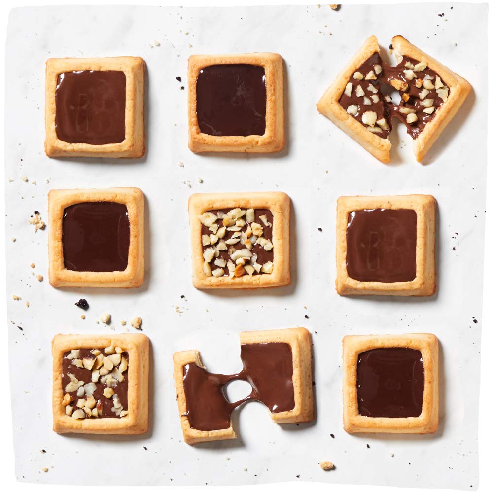 Michel et Augustin chocolate hazelnuts cookies—crunchy nuts with rich chocolate.