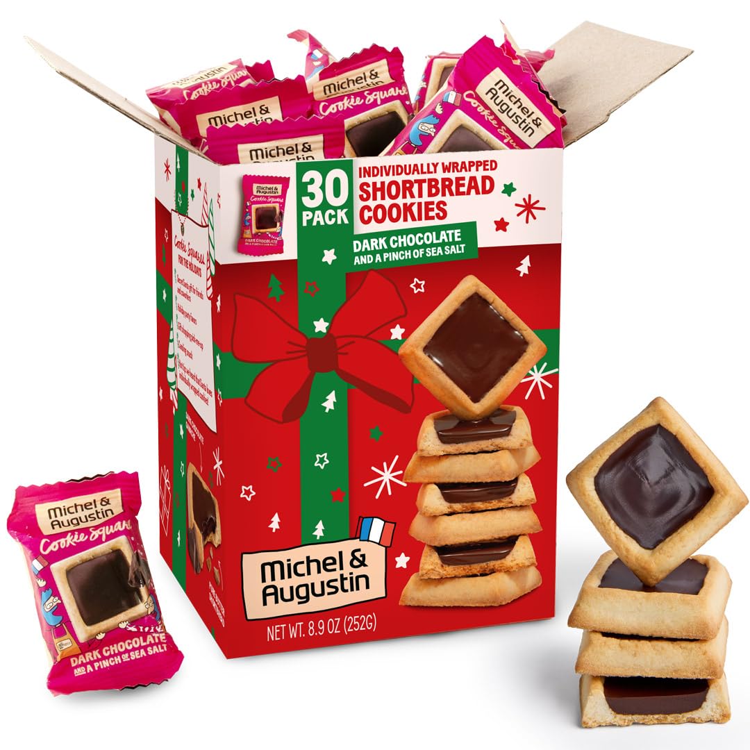 Michel et Augustin Christmas cookies dark chocolate squares, perfect for gifting