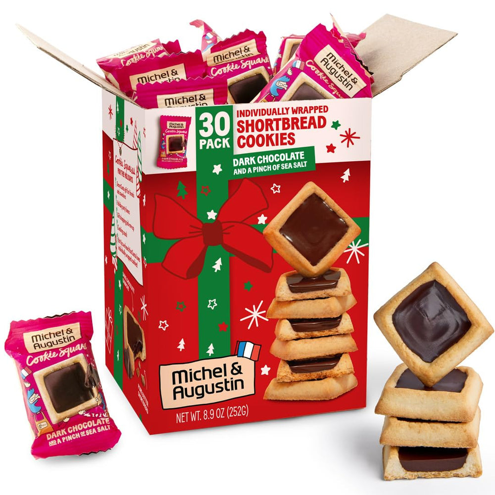 Michel et Augustin Christmas cookies dark chocolate squares, perfect for gifting