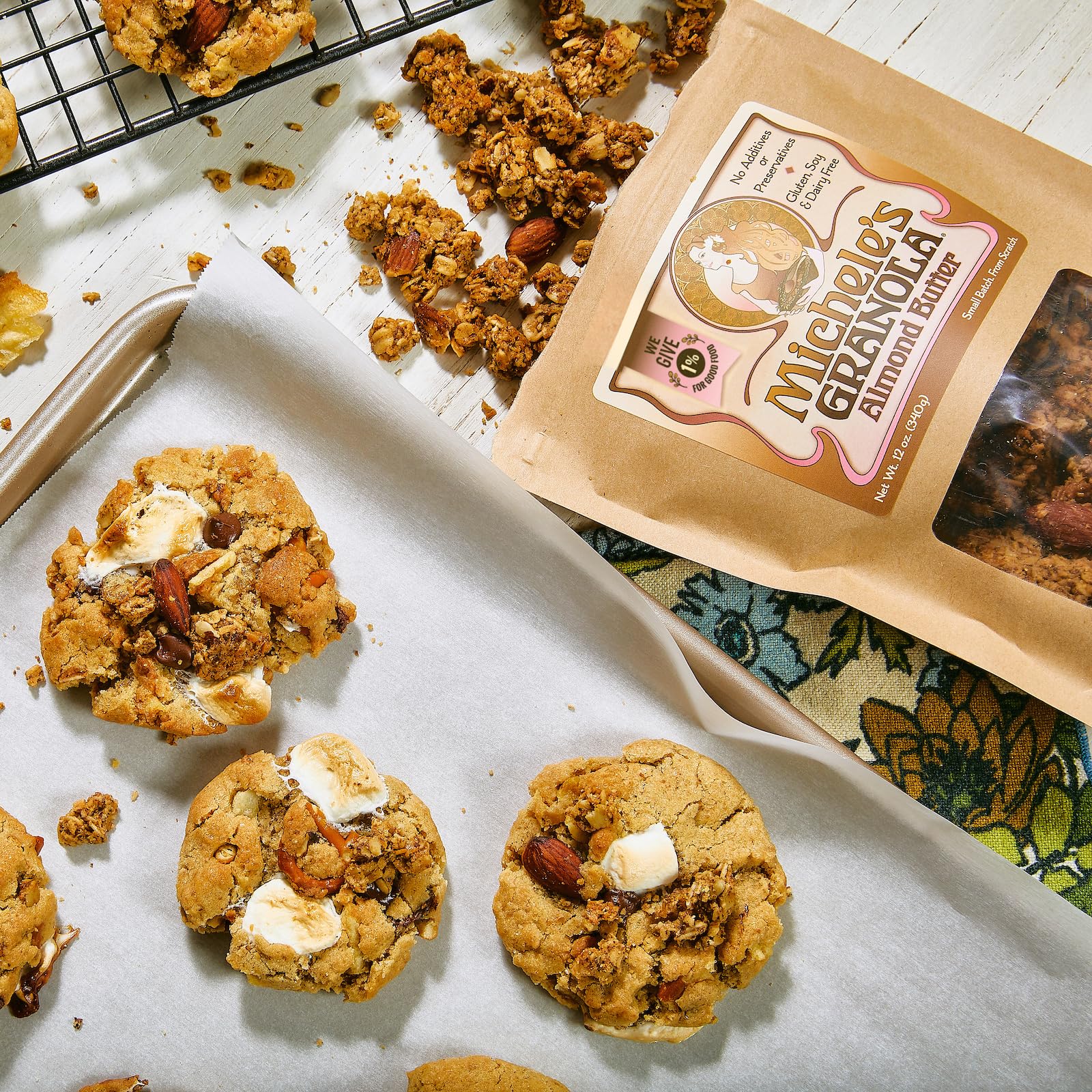 Michele's Granola gluten-free dairy-free label on bag.