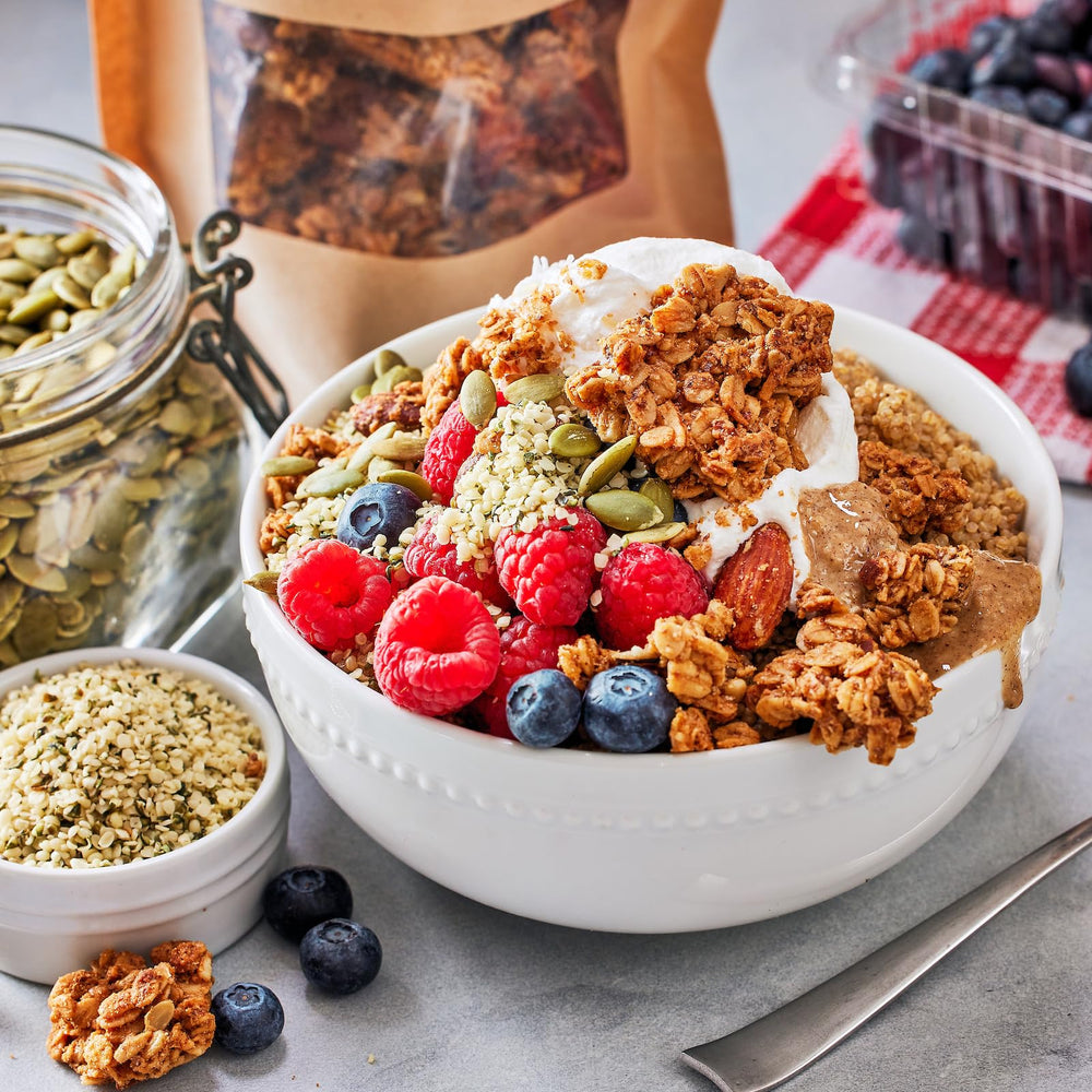 Michele's Granola ingredients: oats and almond butter, gluten-free and dairy-free.