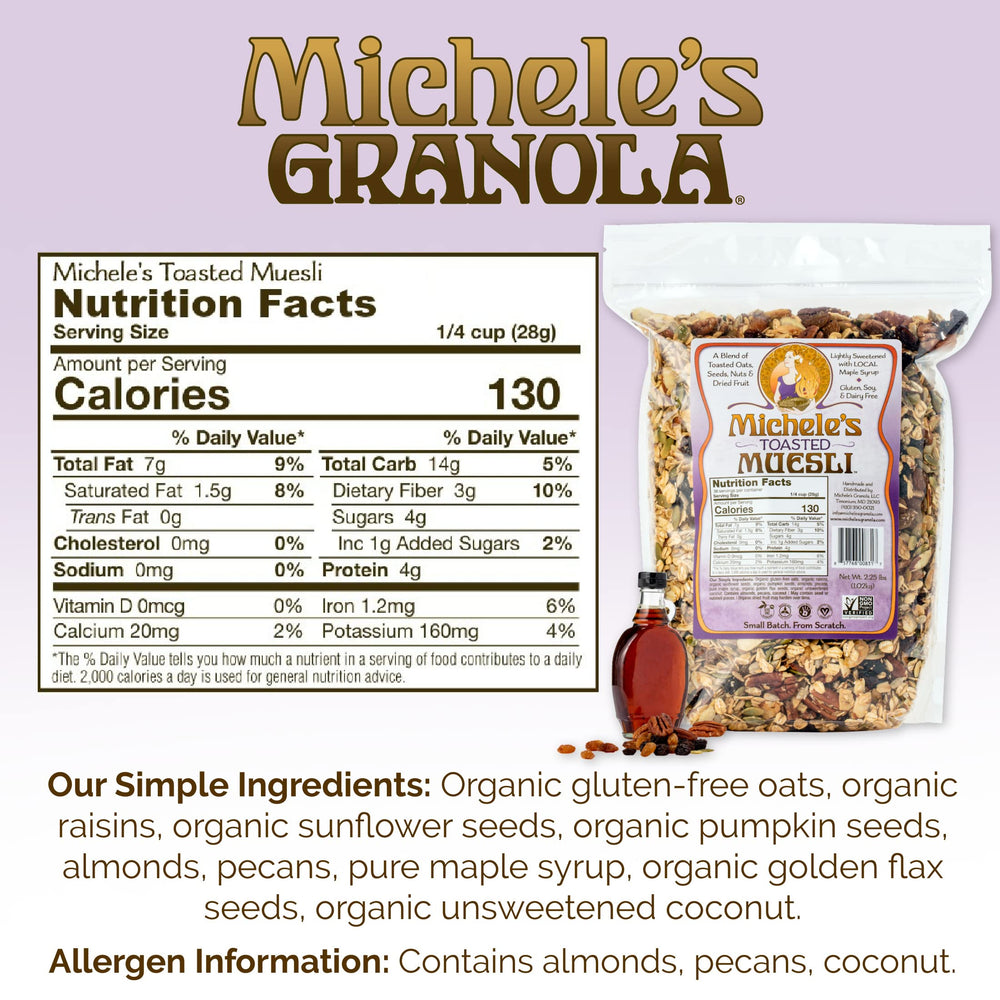 Michele's Granola parfait with toasted muesli adds texture and flavor