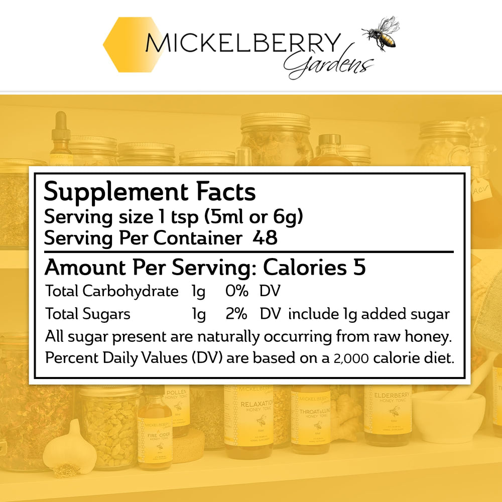 Mickelberry Gardens Fire Cider Honey Tonic in tea setup highlights spicy flavor for warm beverages