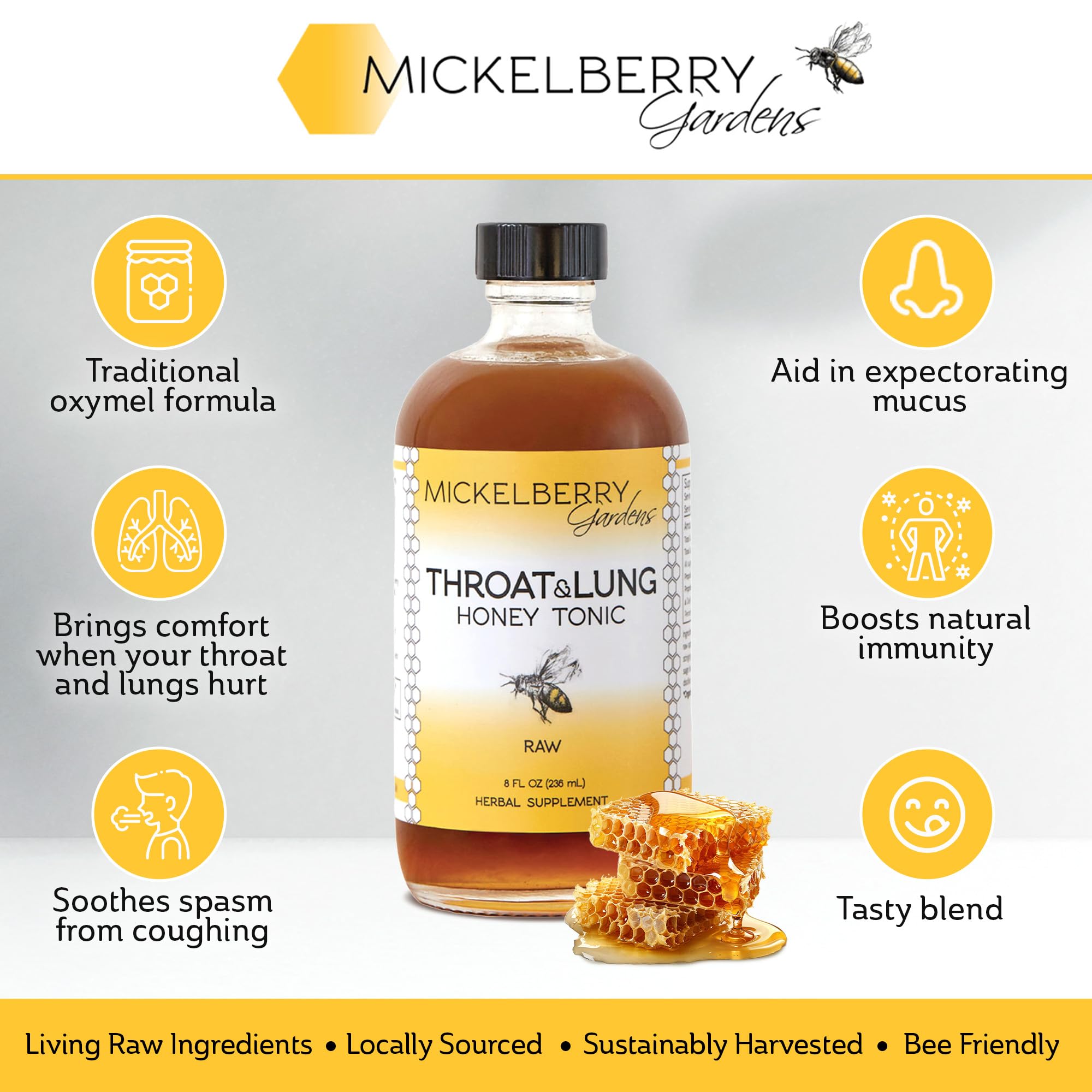 Spoonful of Mickelberry Gardens Throat and Lung Honey Tonic ready to enjoy.