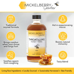 Spoonful of Mickelberry Gardens Throat and Lung Honey Tonic ready to enjoy.