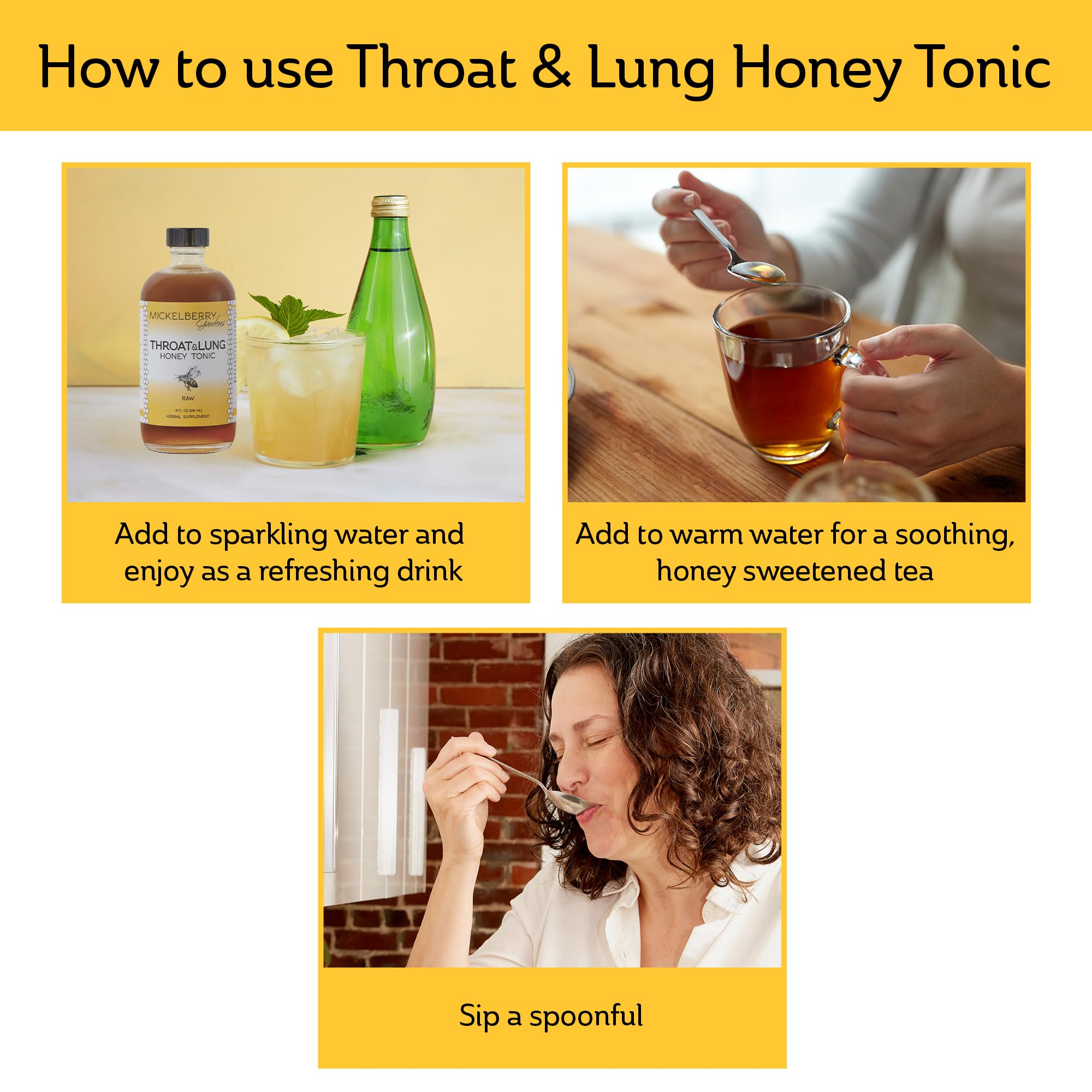 Mickelberry Gardens Throat and Lung Honey Tonic added to tea for daily ritual.