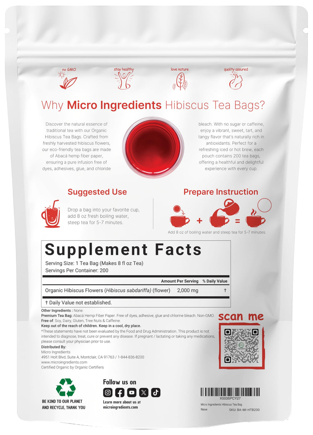 Micro Ingredients Abaca hemp paper tea bags for eco-friendly steeping.