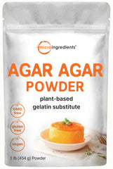 Micro Ingredients Agar Agar Powder packaging showcases vegan gelatin substitute and clean ingredients.
