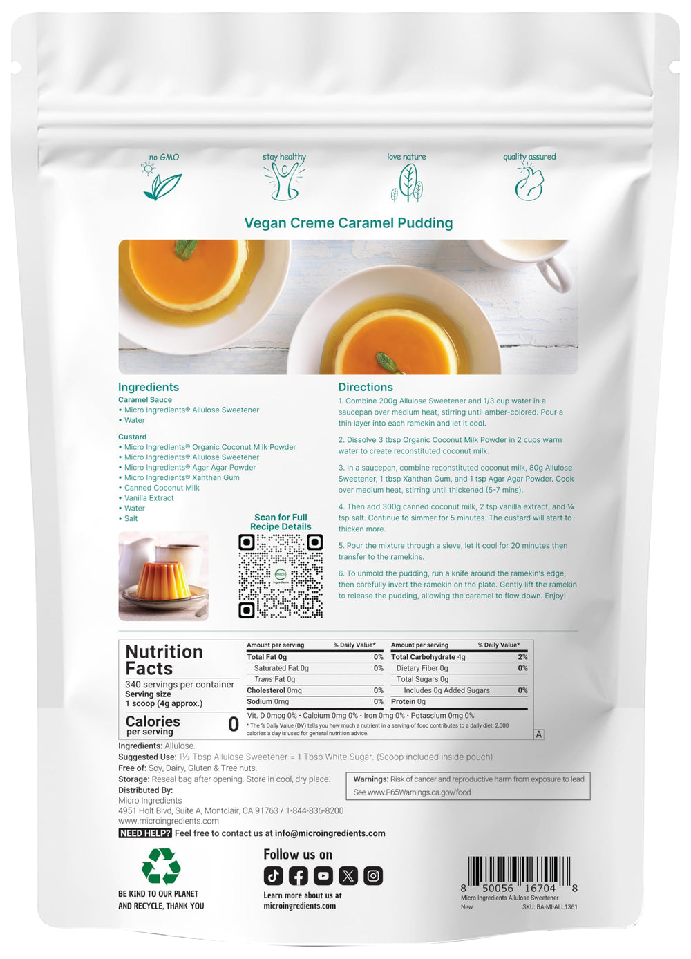 Micro Ingredients Allulose scoop measure highlights precise portion control for recipes