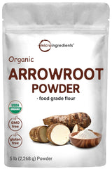 Micro Ingredients Organic Arrowroot Powder 5lb packaging for bulk gluten-free cooking.