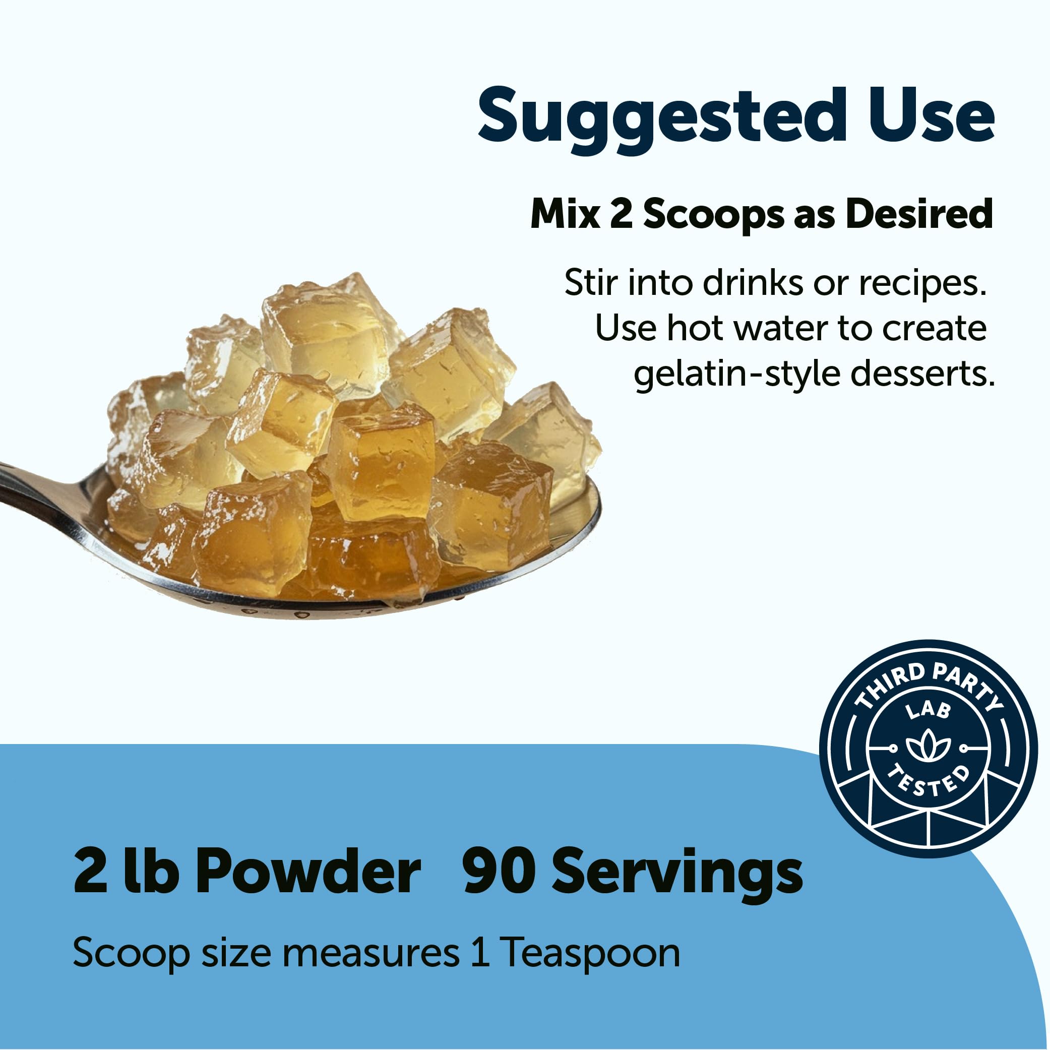 Bulk 2 lb packaging of Micro Ingredients beef gelatin highlights non-GMO and gluten-free formulas.