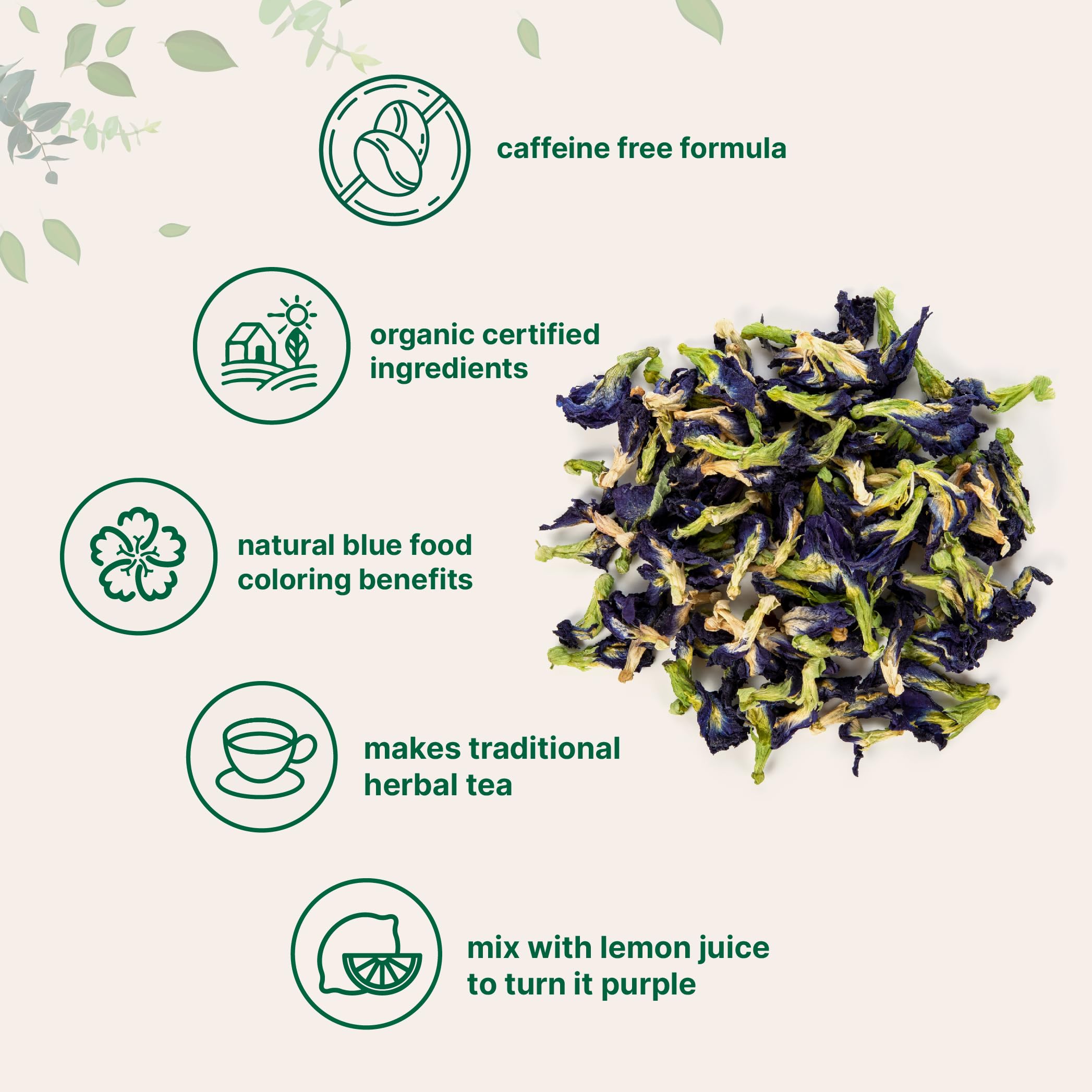 Micro Ingredients blue tea in cup showing natural color shift.