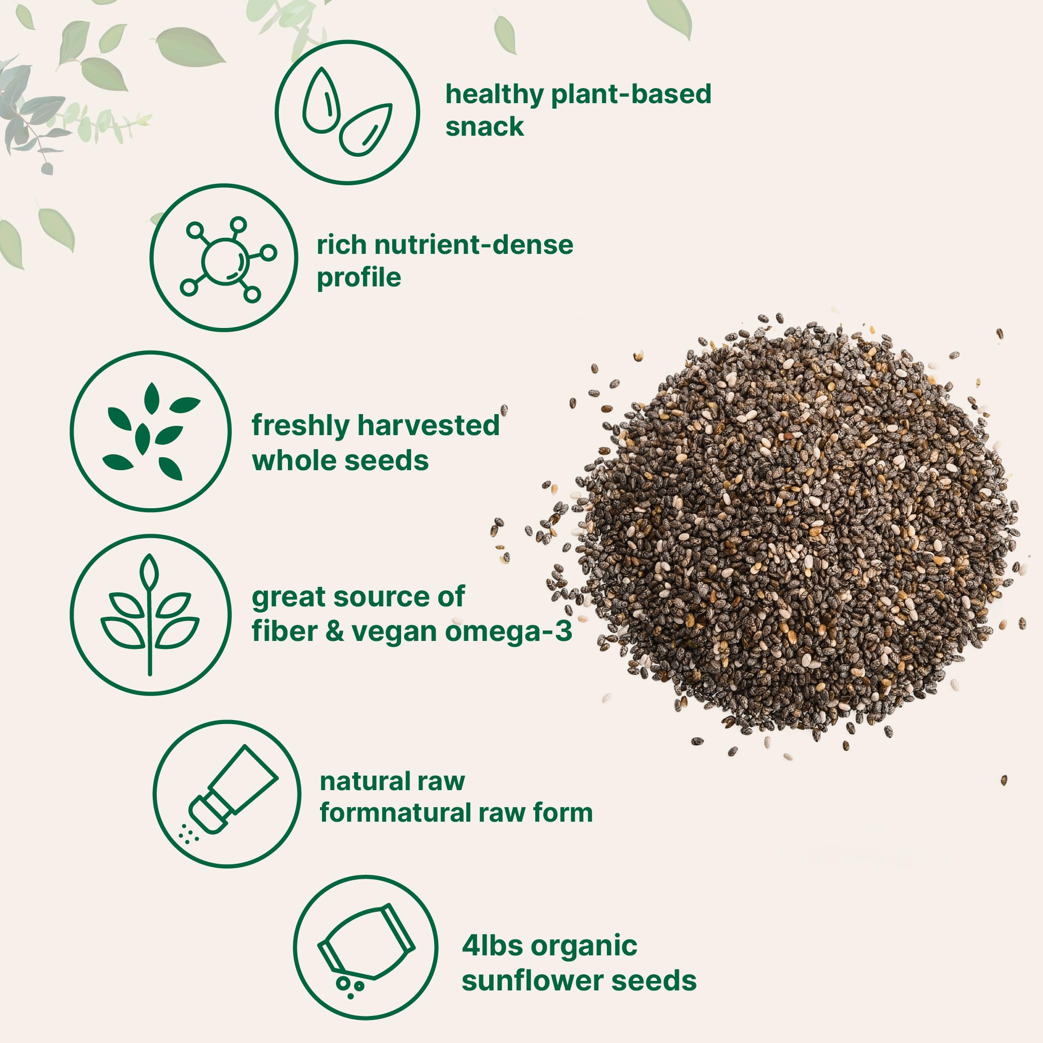 Micro Ingredients Chia seeds in spoon ready for smoothies and baking.