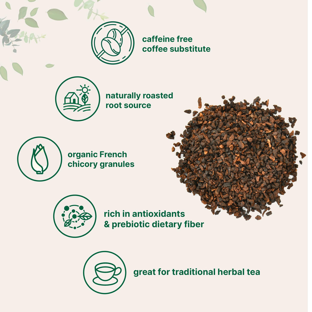 Micro Ingredients chicory granules releasing earthy, nutty notes as steam rises in the mug.