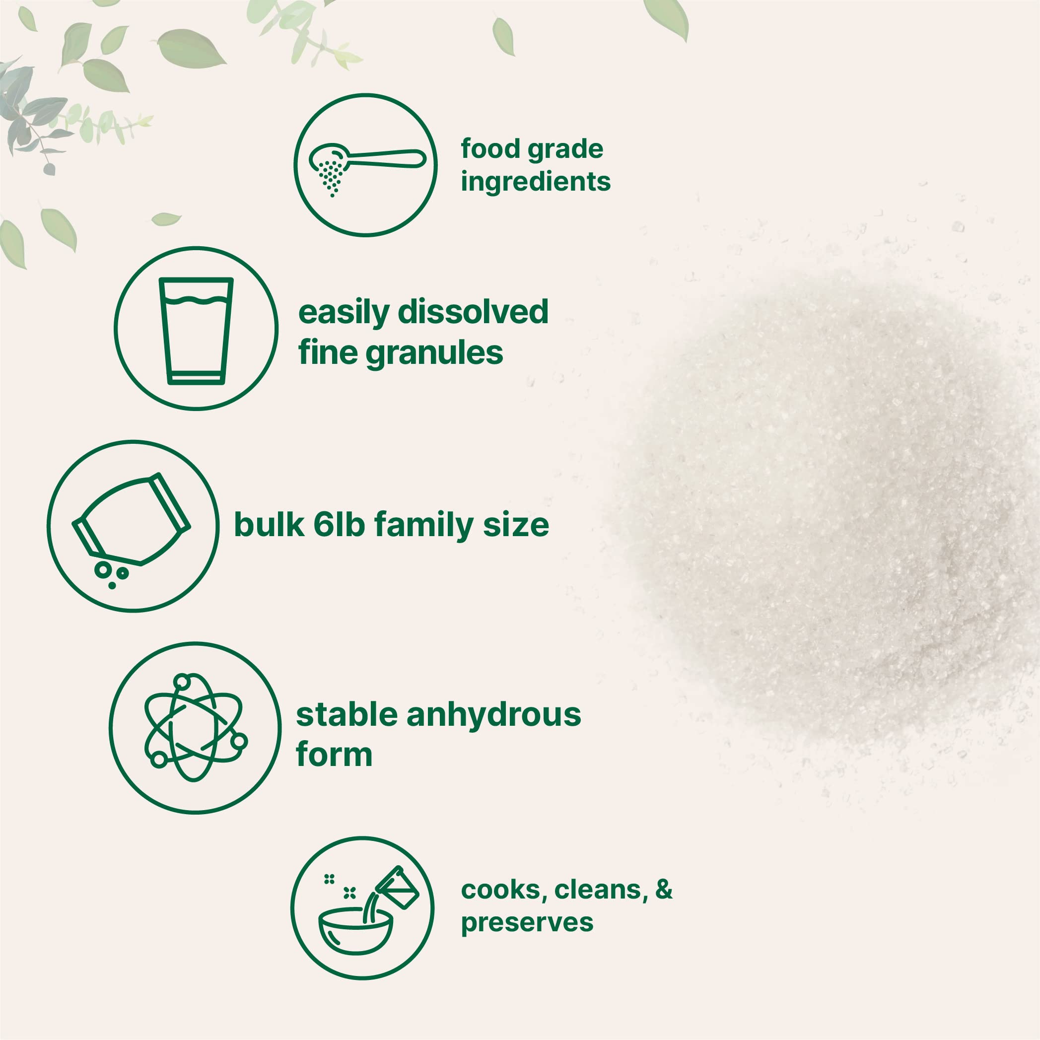 Micro Ingredients citric acid anhydrous shows a stable, versatile form.