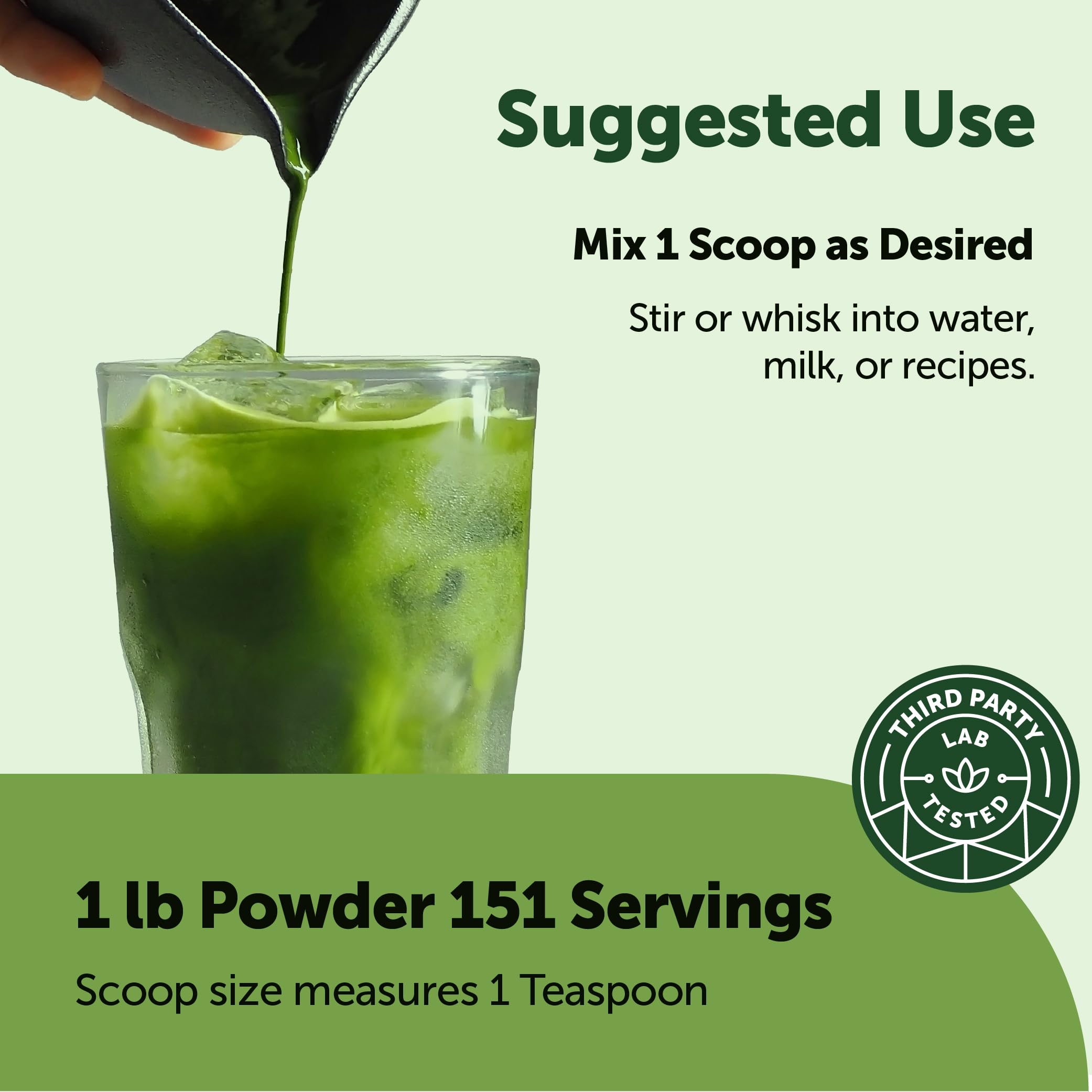 Micro Ingredients culinary grade matcha stirred into a smoothie bowl.