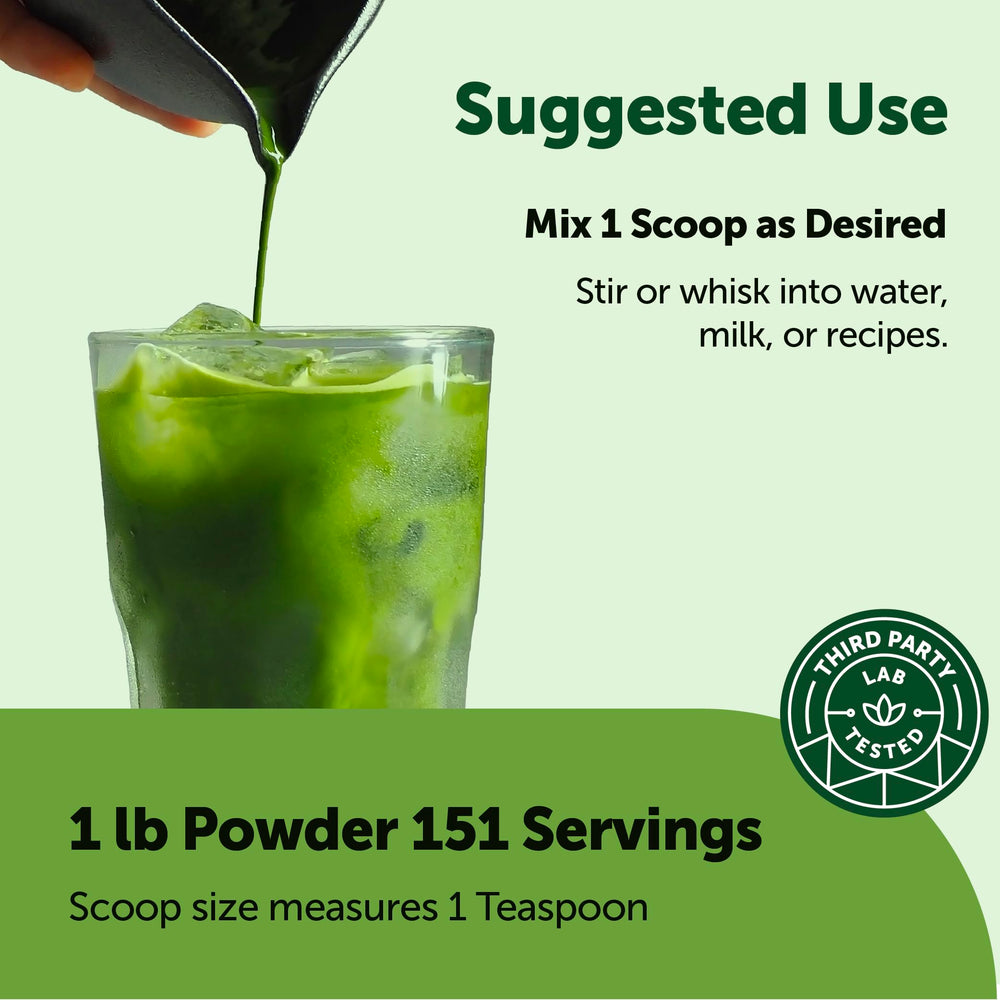 Micro Ingredients culinary grade matcha stirred into a smoothie bowl.
