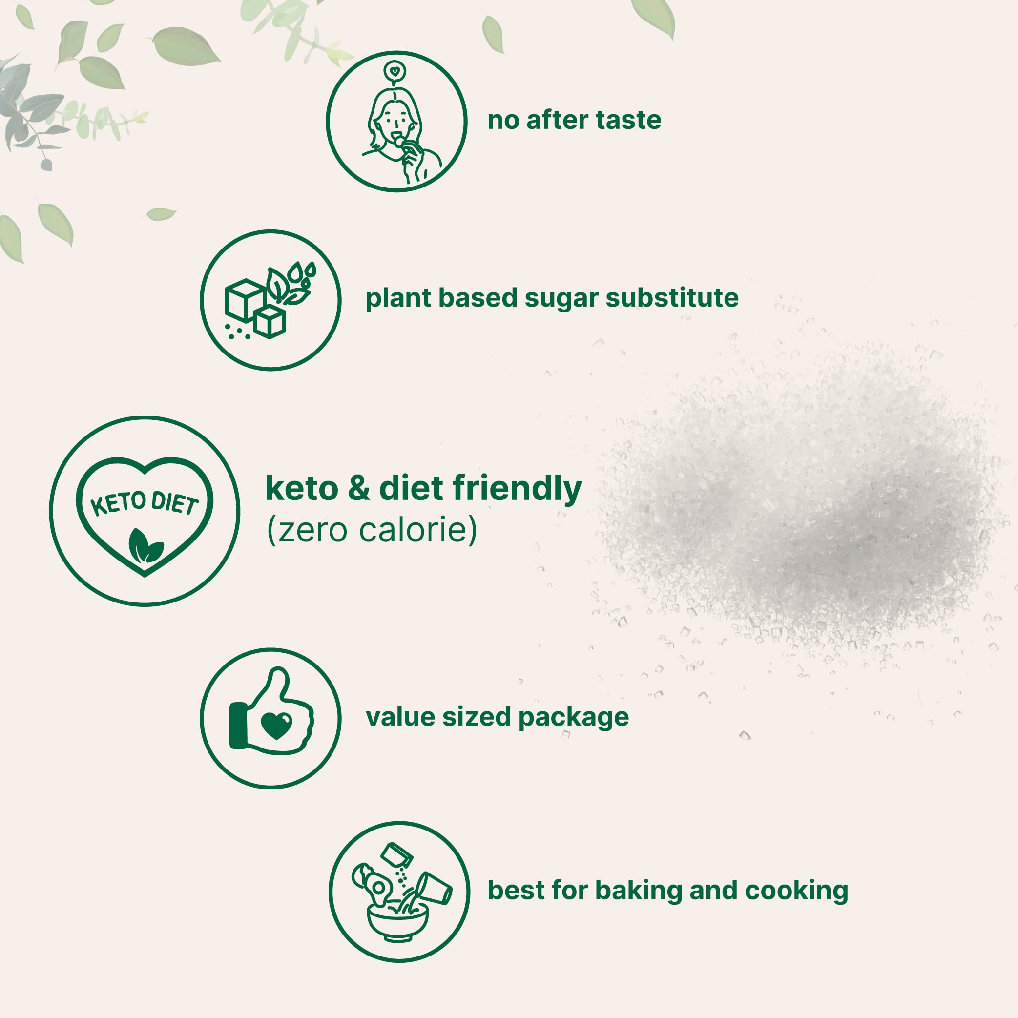 Included scoop shows precise measurement for Micro Ingredients erythritol