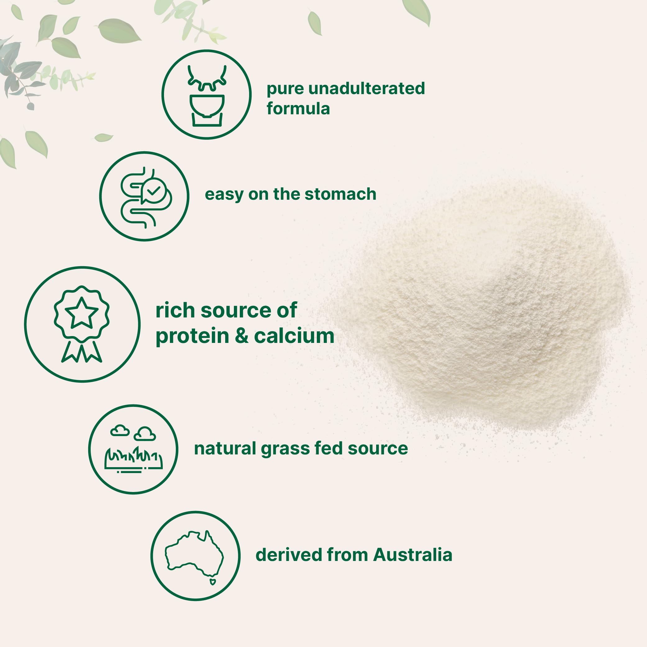 Creamy powder texture with scoop, suggesting easy mixing for shakes.