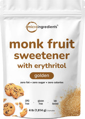 Micro Ingredients Golden Monk Fruit with erythritol bulk bag for sugar-free cooking.