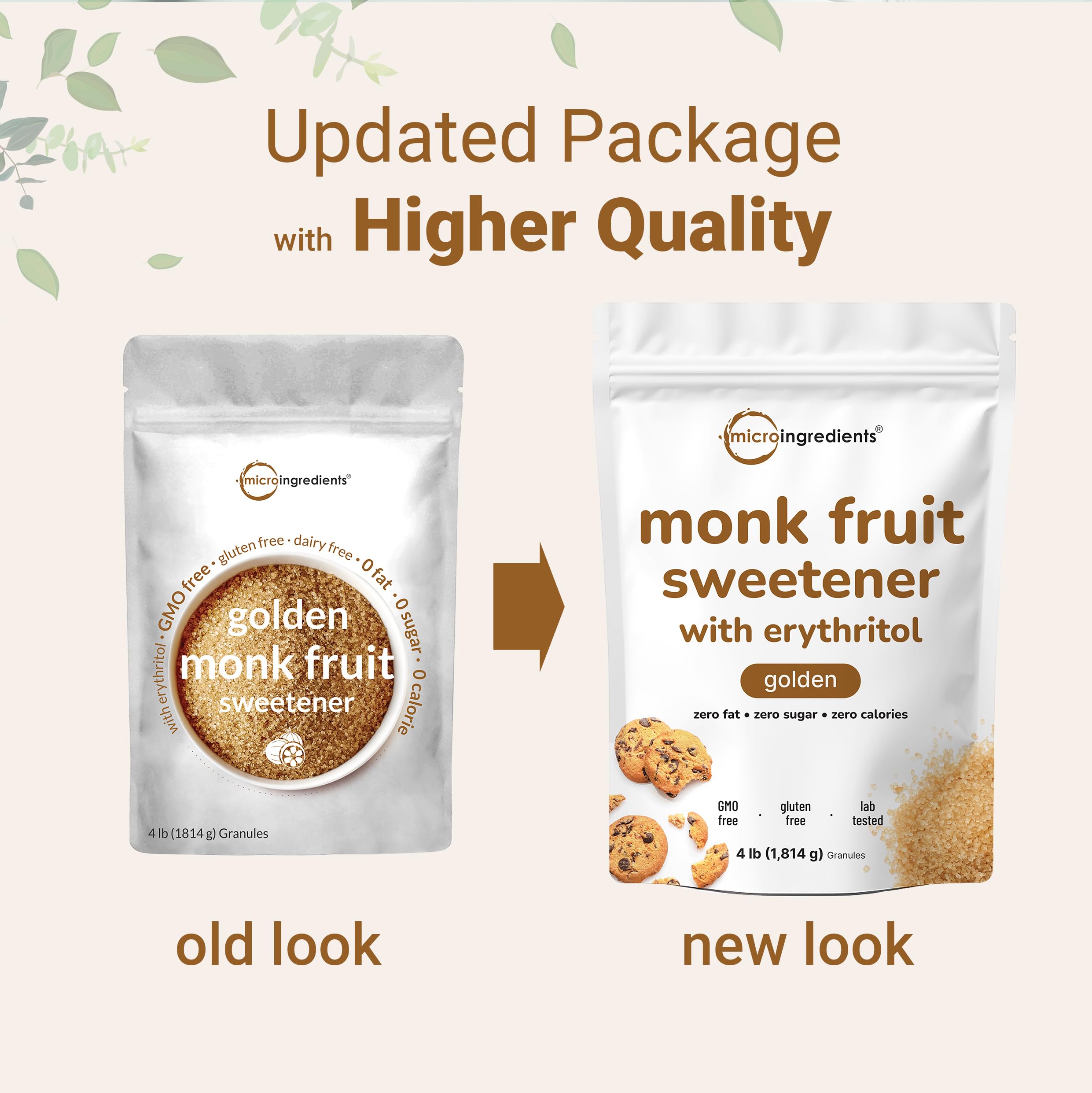 Micro Ingredients Golden Monk Fruit and erythritol sweetener in accessible granules for coffee.