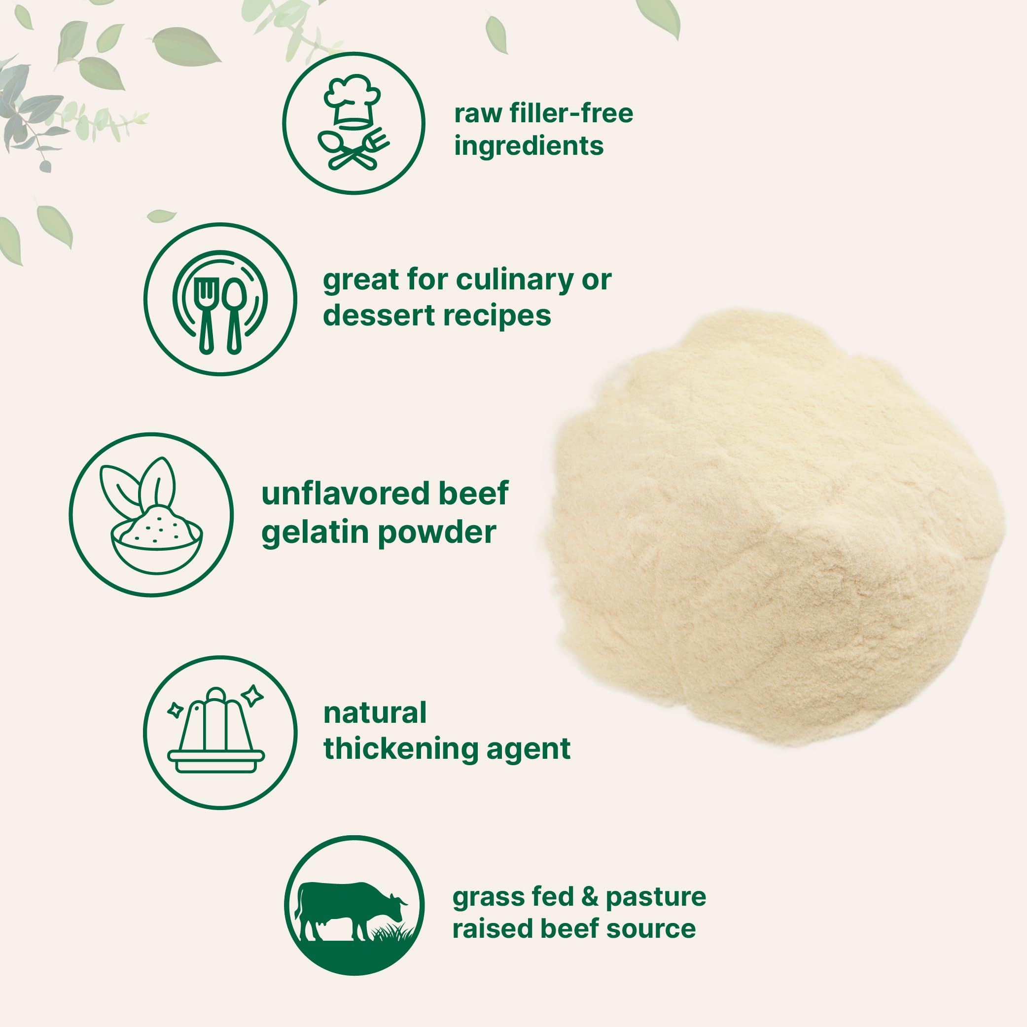 Grass-fed, pasture-raised gelatin supports quality protein and texture