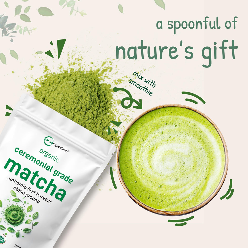 Micro Ingredients kitchen shelf with matcha essentials ready for daily ritual.
