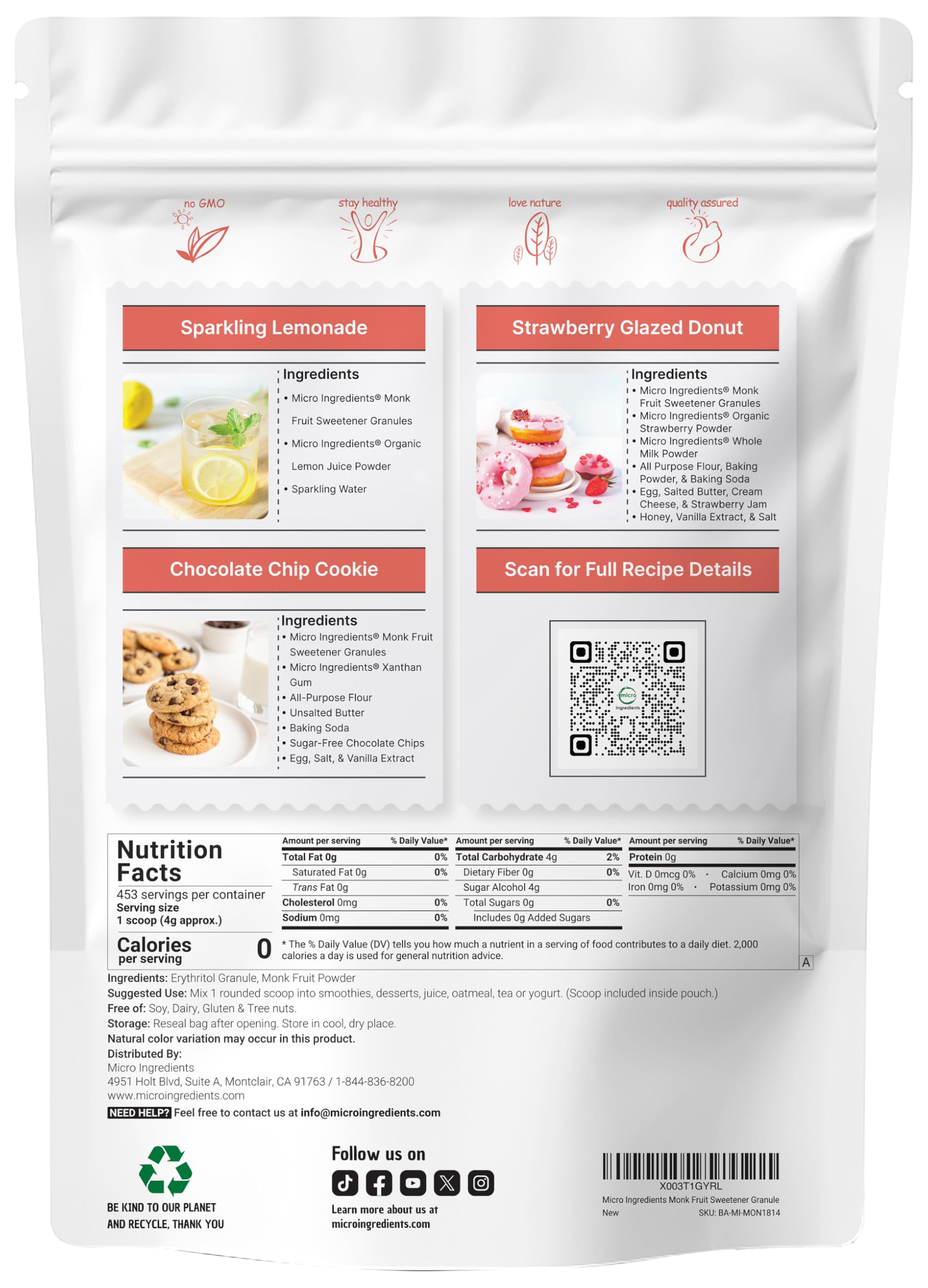 Micro Ingredients monk fruit erythritol granules pour into coffee for zero calorie sweetness