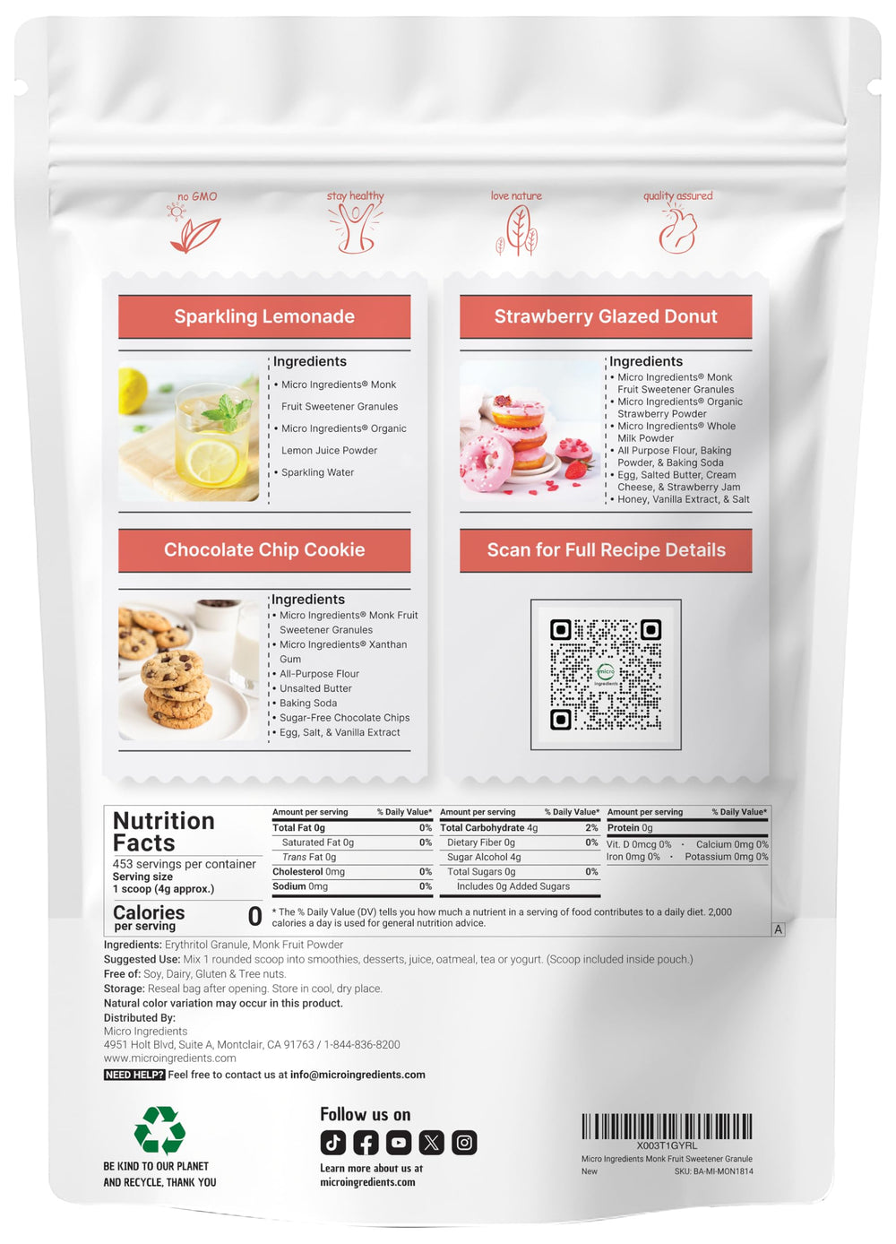 Micro Ingredients monk fruit erythritol granules pour into coffee for zero calorie sweetness