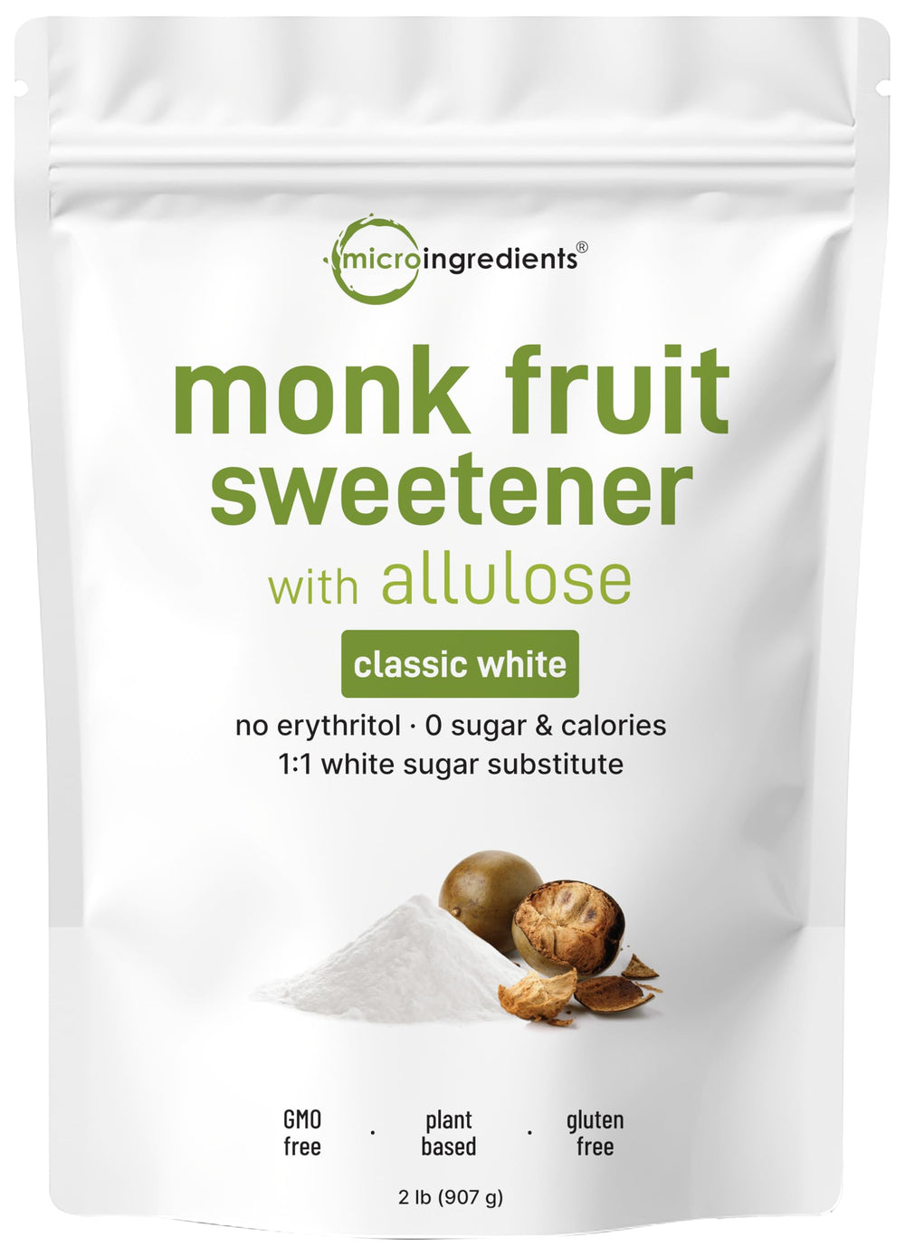Micro Ingredients monk fruit sweetener bulk pouch for easy sugar free cooking