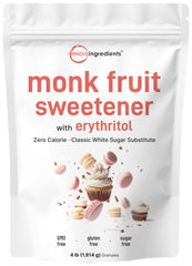 Micro Ingredients monk fruit sweetener 4lb container with scoop for precise measurements