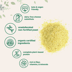 Micro Ingredients non-fortified yeast flakes displayed beside eggs and veggies for flavor enhancement