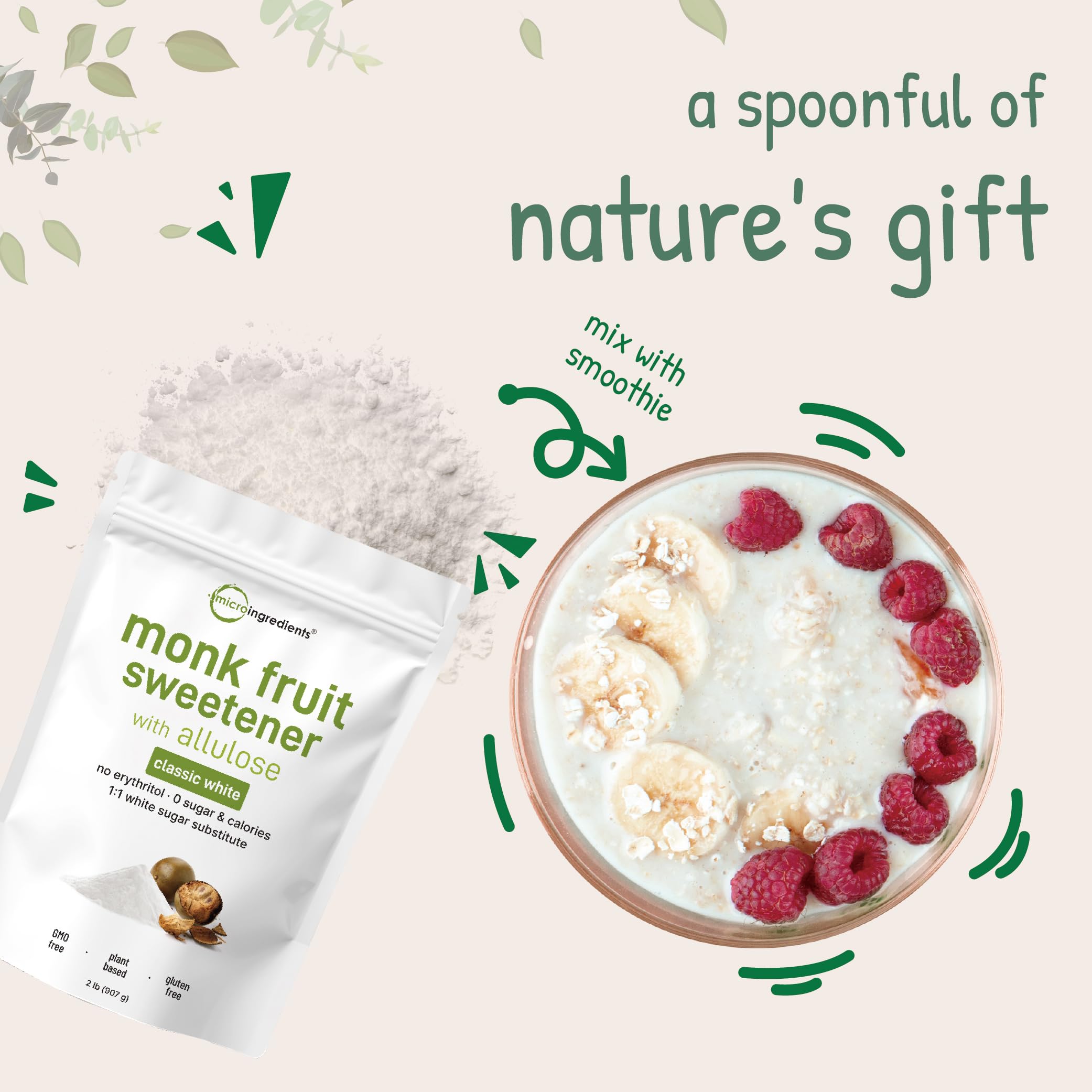 Micro Ingredients product label showing non GMO dairy free gluten free